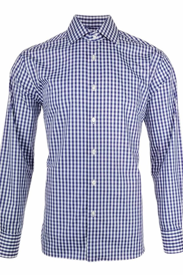 Men's Be Bold Shirt - Navy White Check Long Sleeve - Uniform Edit