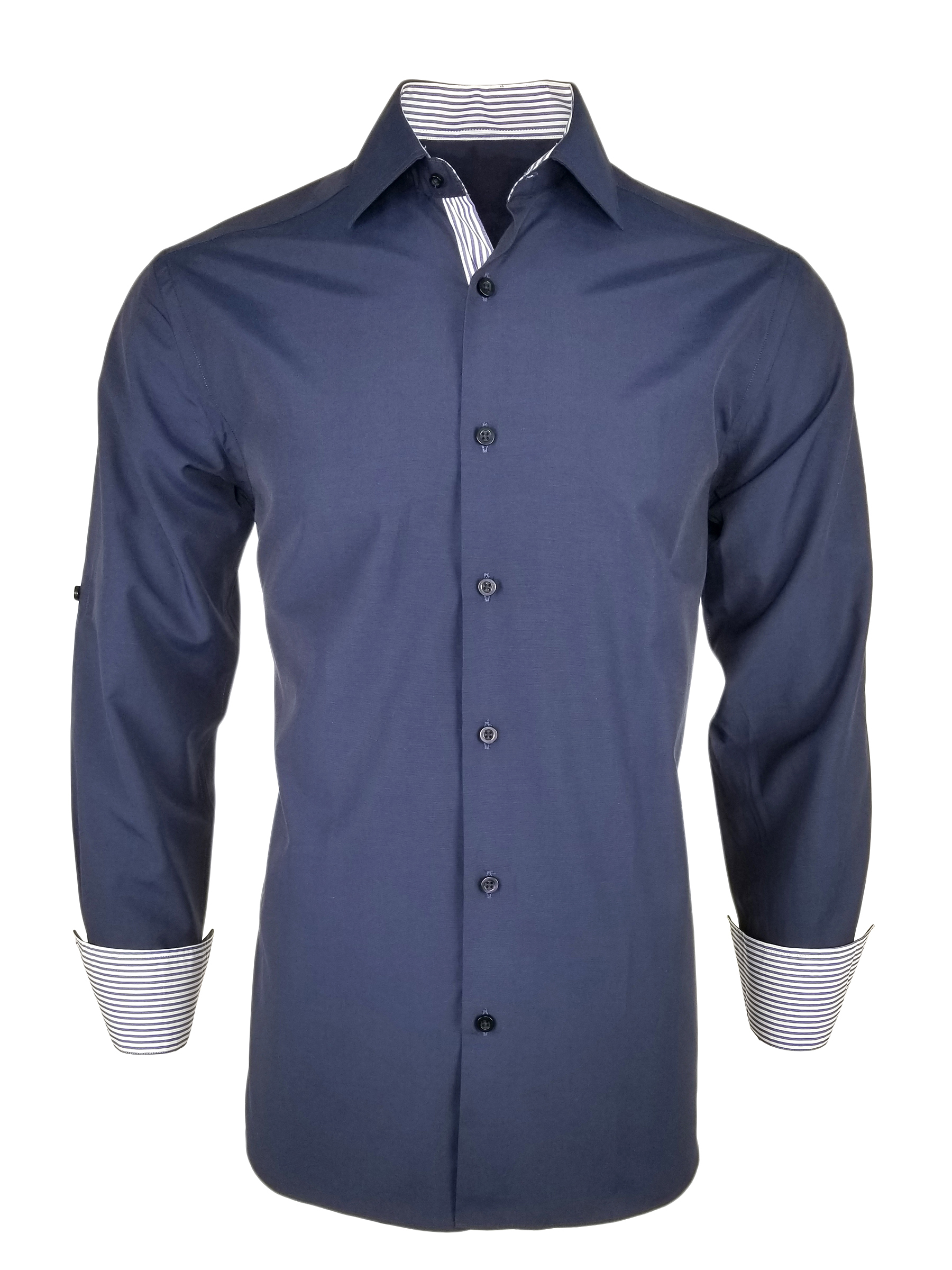 Men's Navy Stripe Contrast - Long Sleeve - Uniform Edit