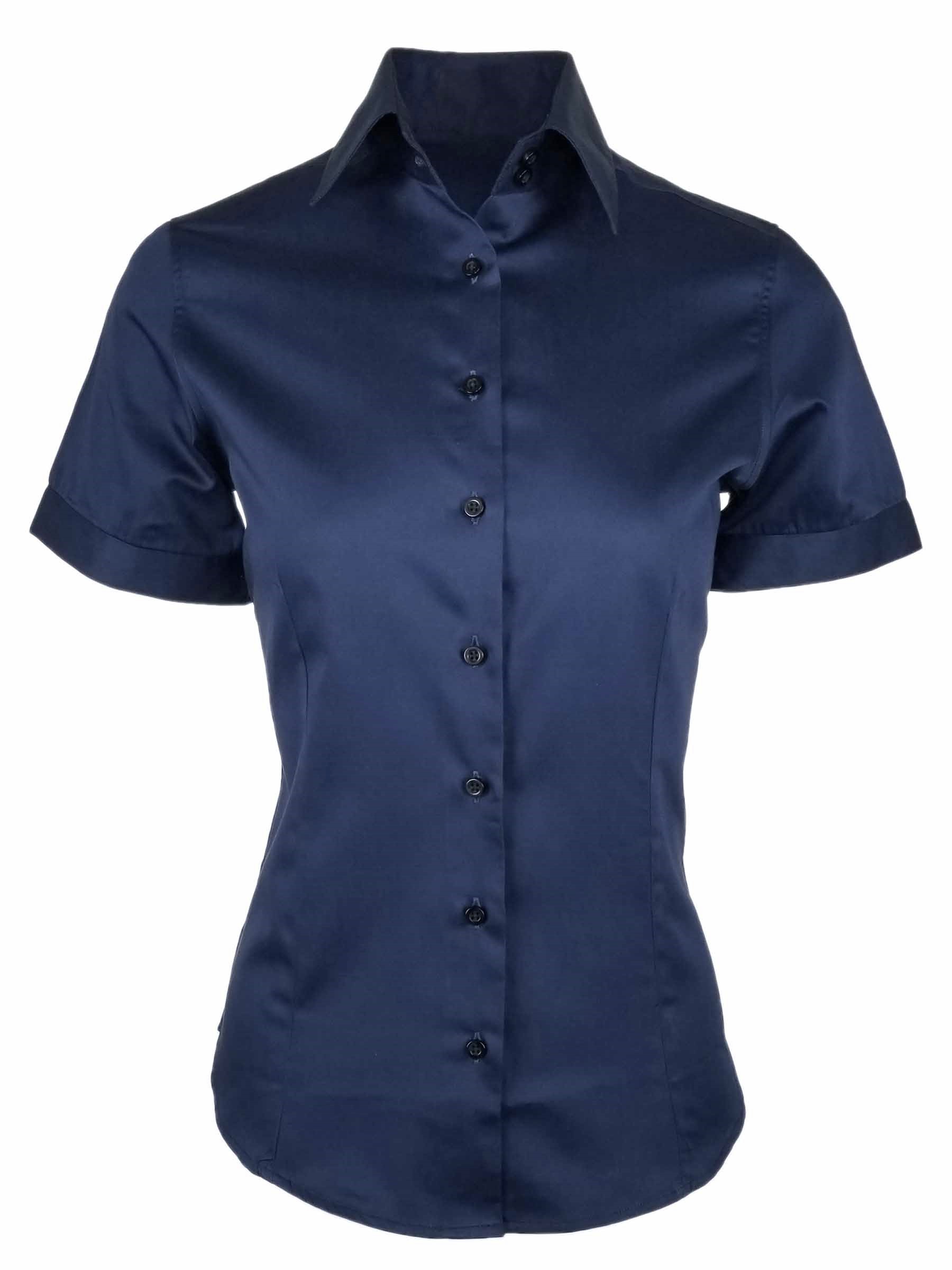 Women's Everyday Basic Shirt Navy Short Sleeve Uniform Edit