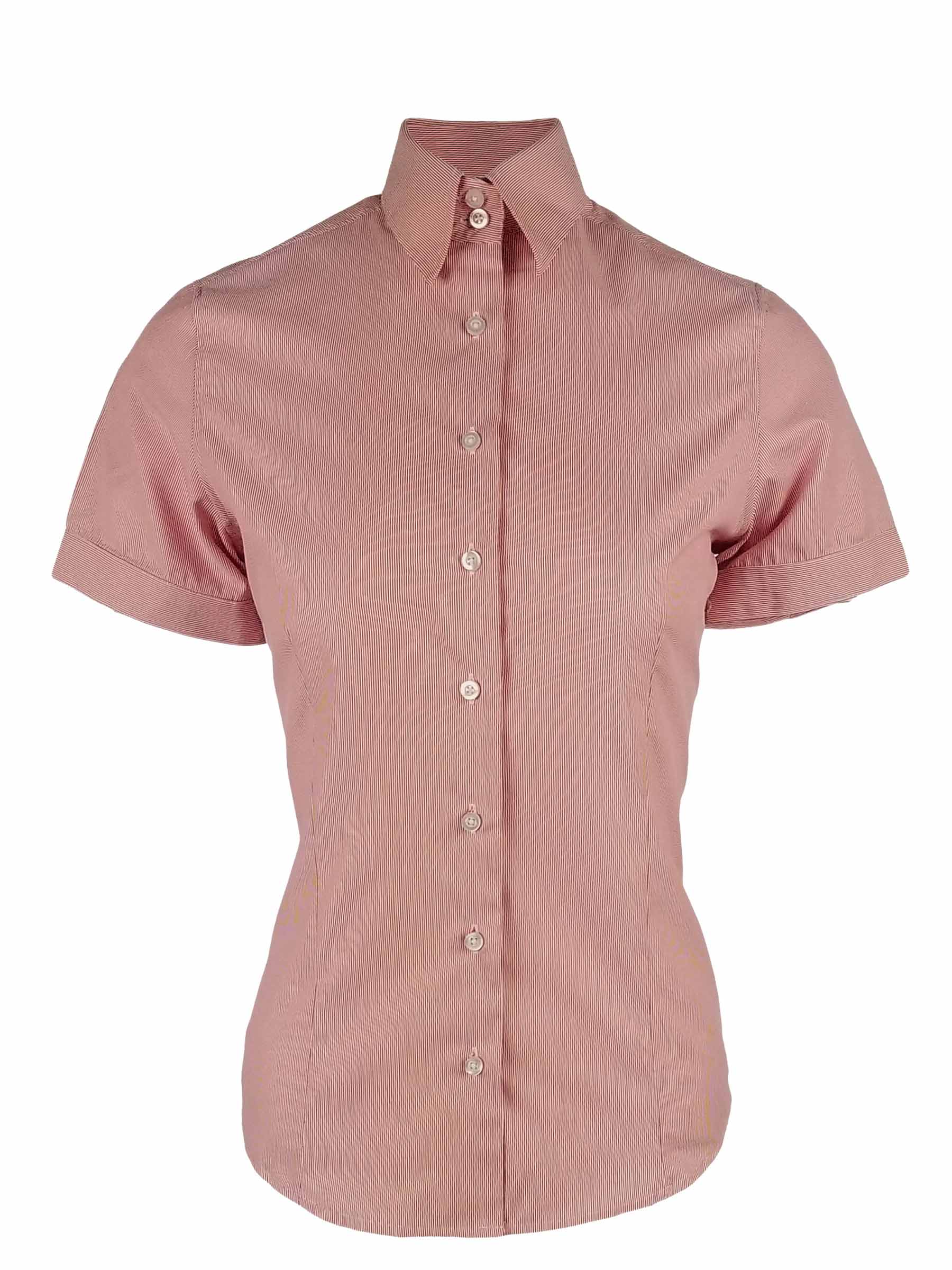 Women's Frankie Shirt - Red Fine Stripe Short Sleeve | Uniform Edit