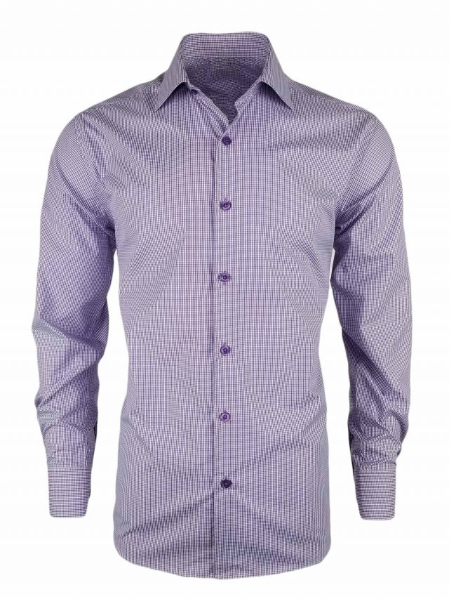 Purple Mini Gingham Check Shirt Long 