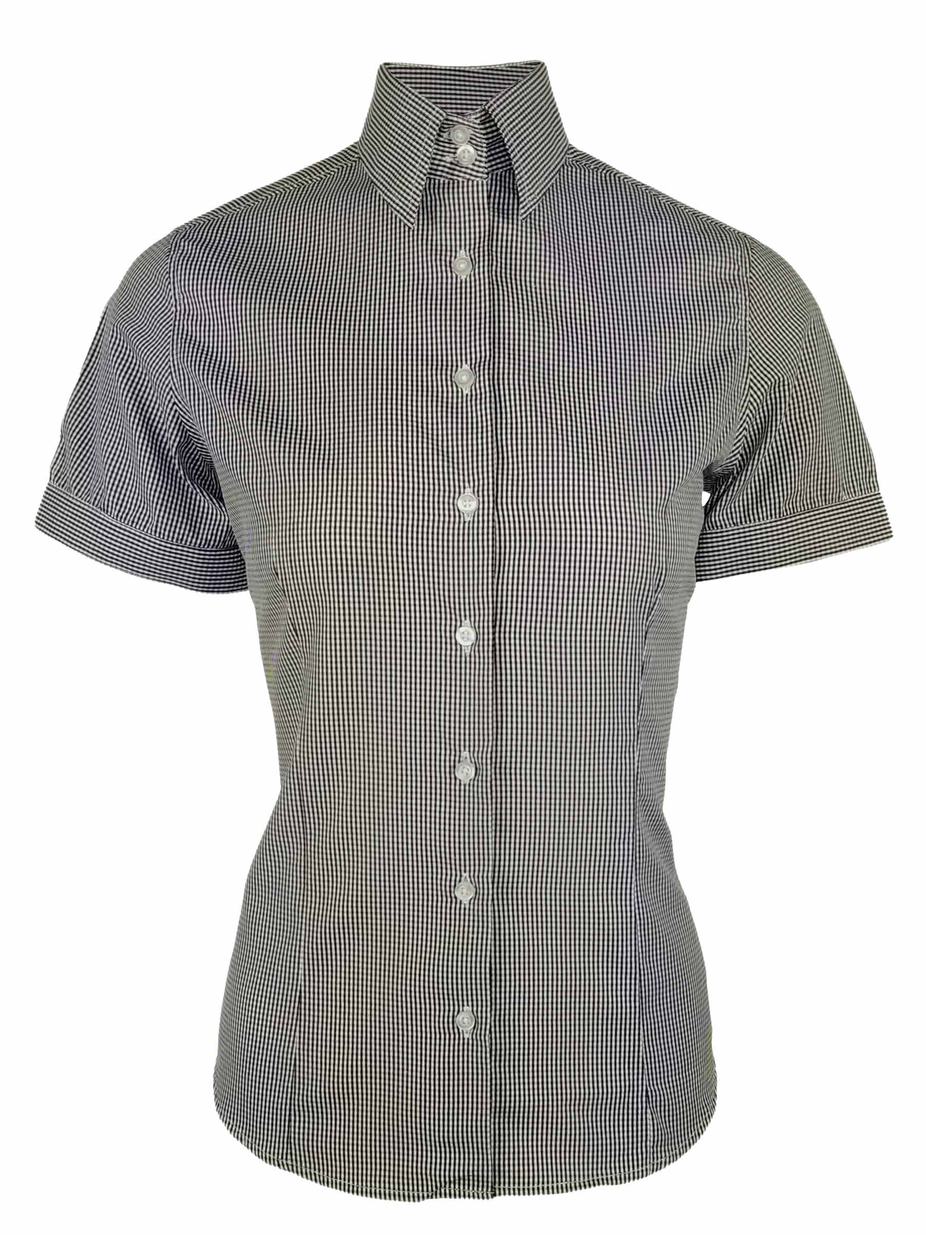 Gingham Shirt Dress in Brown and Blue Check