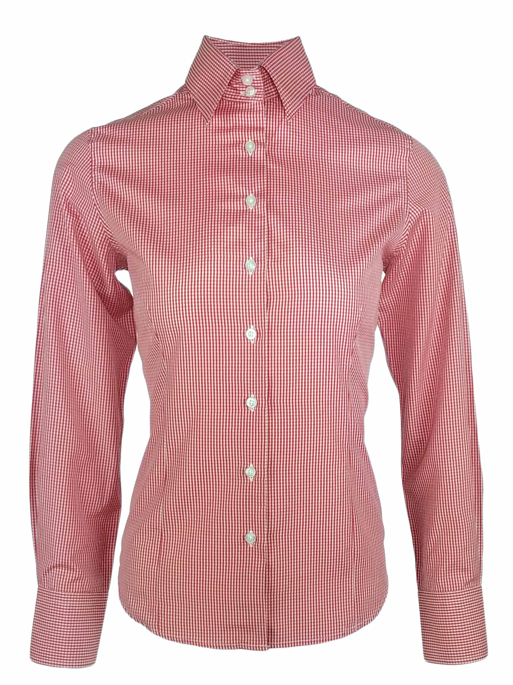 Women's Gingham Shirt Red Mini Gingham Check Shirt Long Sleeve