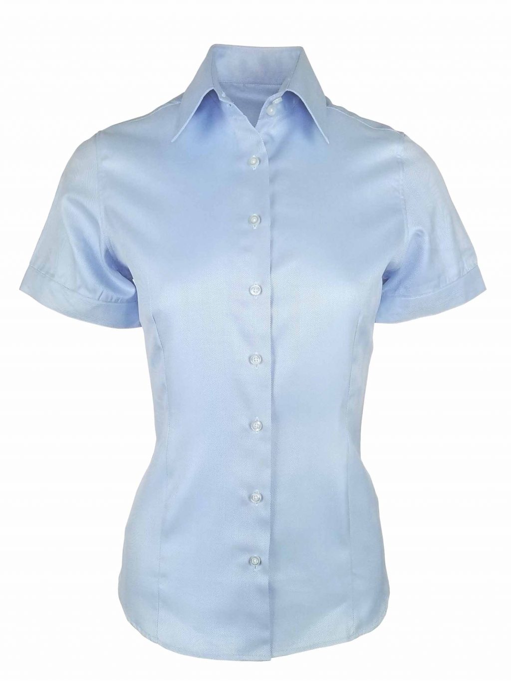 Women's Herringbone Shirt - Blue Short sleeve - Uniform Edit