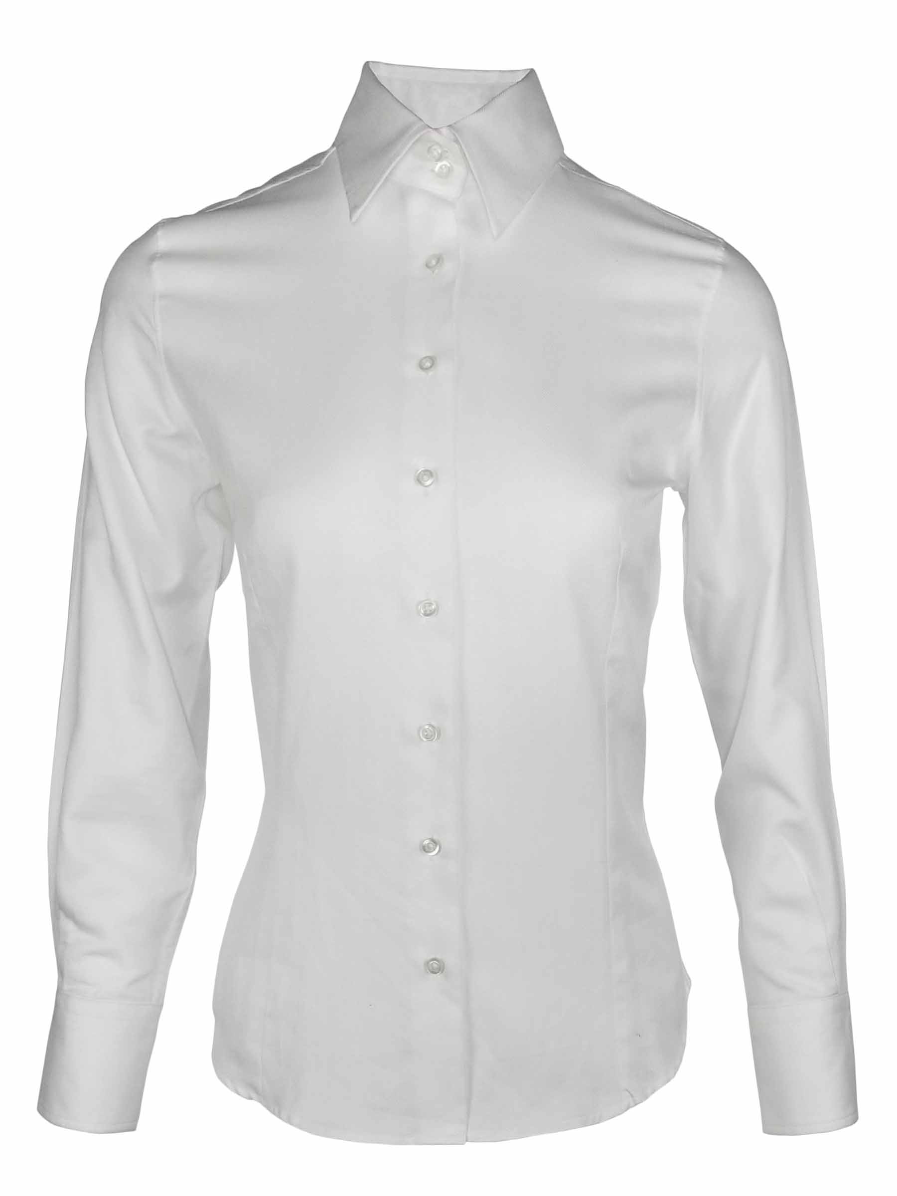 Women's Herringbone Shirt - White Long Sleeve - Uniform Edit