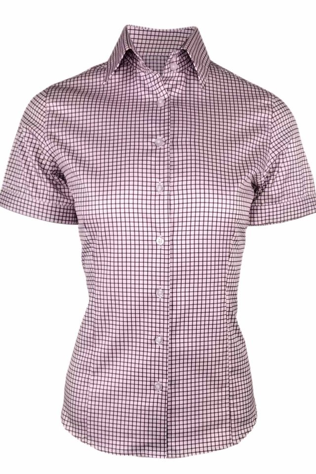 Women's Himalaya Shirt - Grape-Check Short Quarter Sleeve