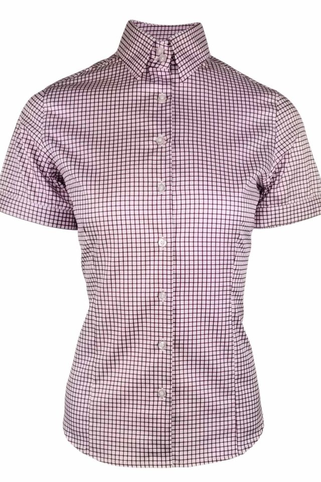 Women's Himalaya Shirt - Grape-Check Short Quarter Sleeve - Image 2