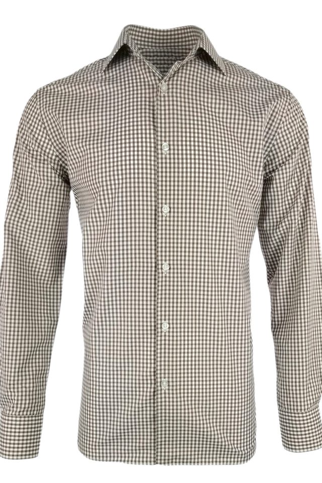 Men's Jones Shirt - Brown Check Long Sleeve - Uniform Edit