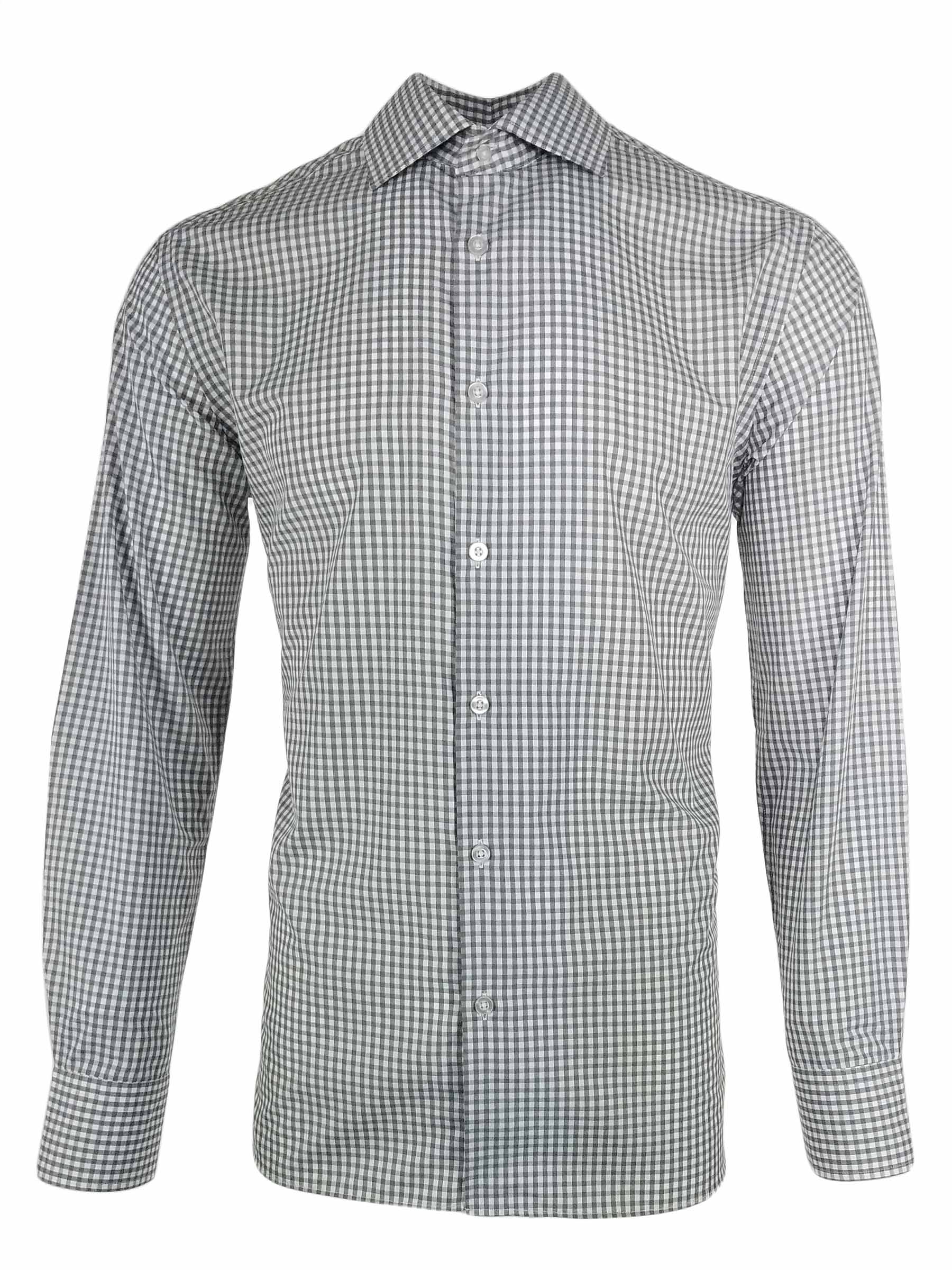 Men's Jones Shirt - Grey Check Long Sleeve - Uniform Edit