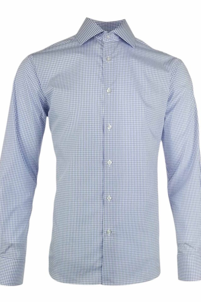 Men's New Sentinal Shirt - Blue White Check Long Sleeve - Uniform Edit