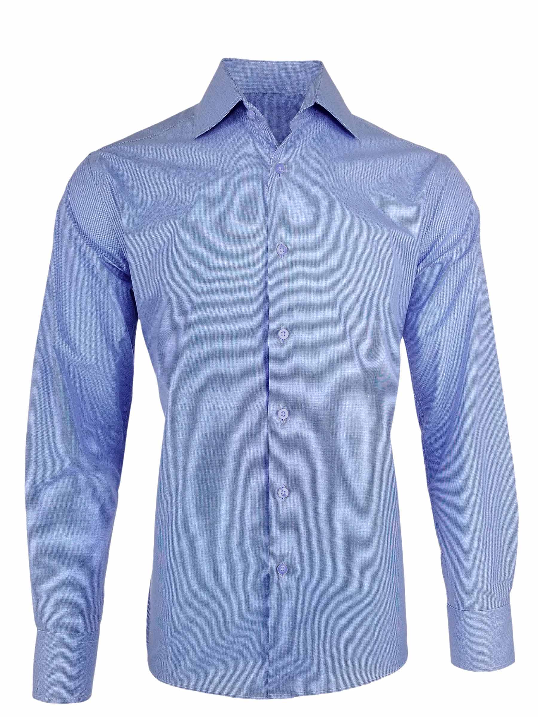 Men's Paris Shirt Light Blue Micro Check Long Sleeve Uniform Edit