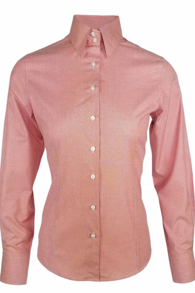 Women's Paris Red Micro Check Long Sleeve Uniform Edit