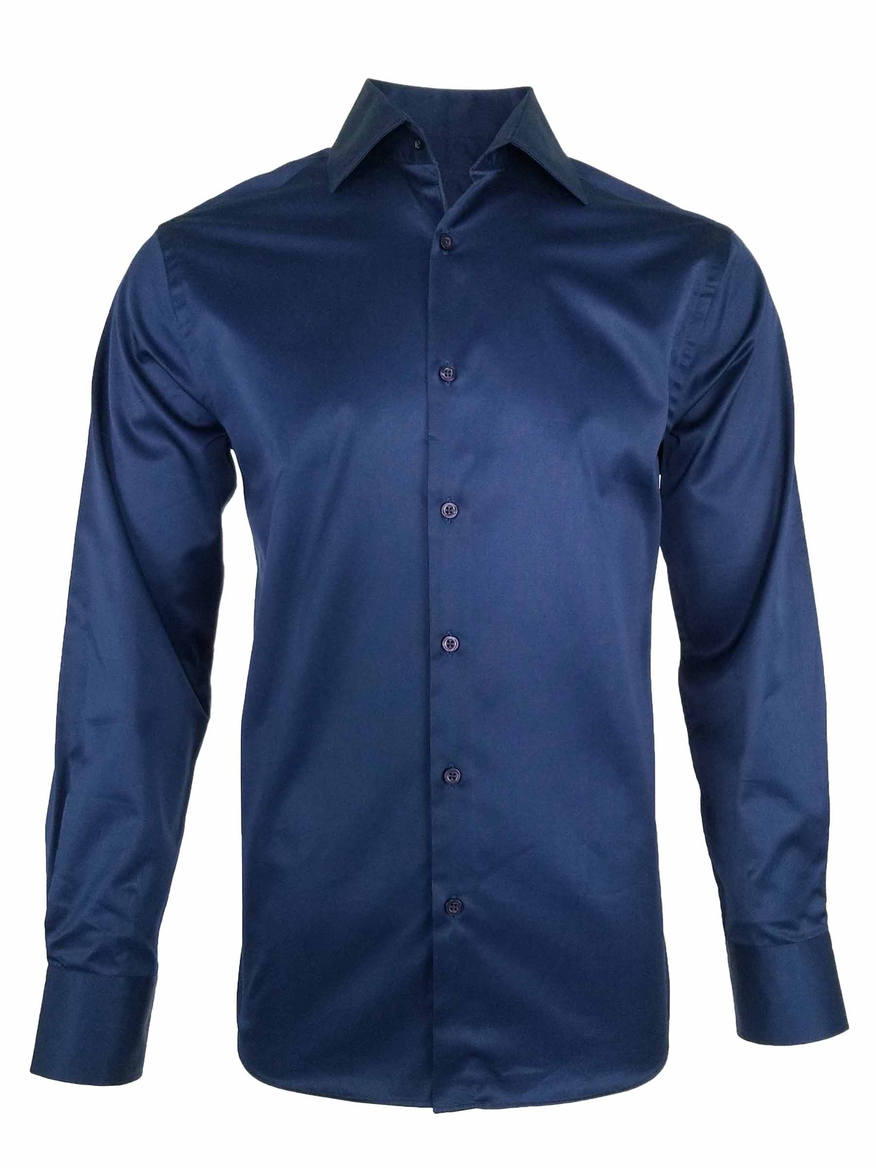 Men's Sateen Shirt - Navy Long Sleeve - Uniform Edit