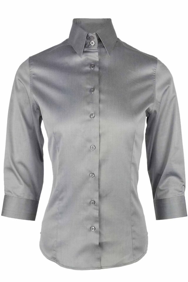 Women's Sateen - Grey Three Quarter Sleeve - Image 2