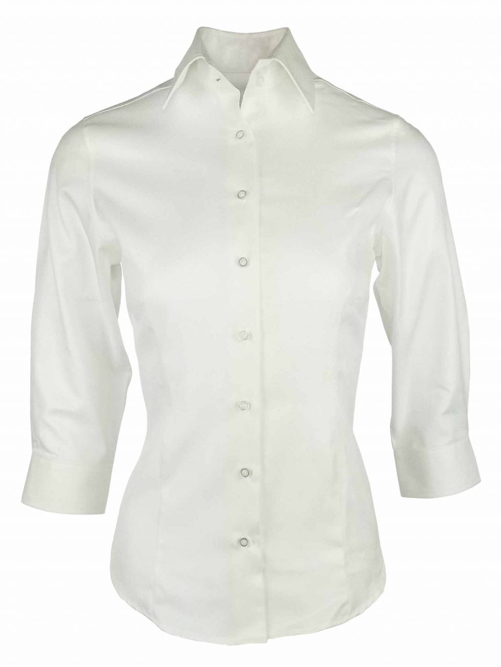 Women's Sateen White Three Quarter Sleeve Uniform Edit