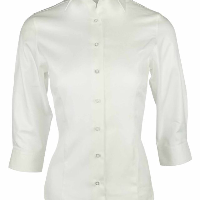 Women's Sateen White Three Quarter Sleeve Uniform Edit