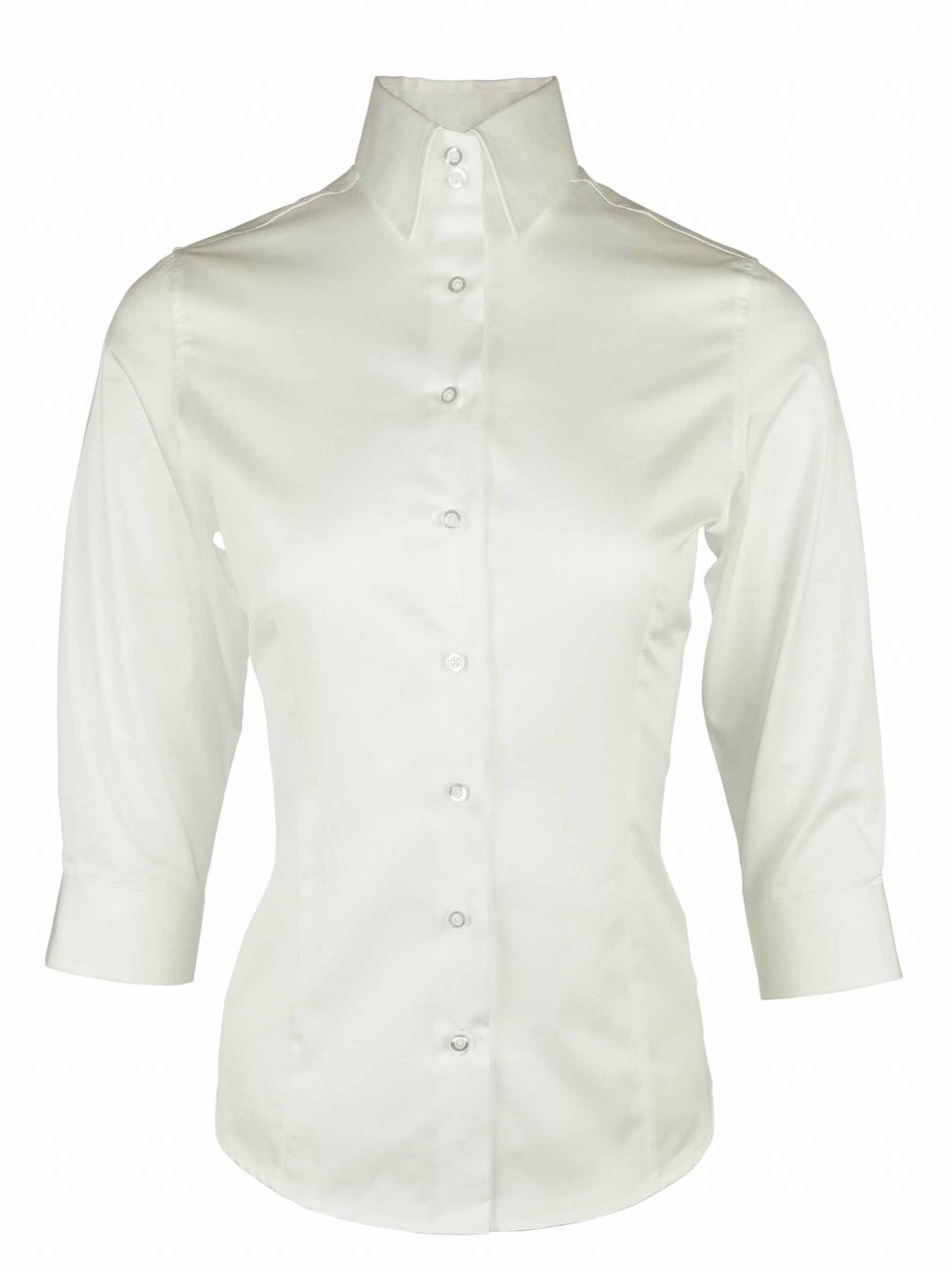 Women's Sateen White Three Quarter Sleeve Uniform Edit