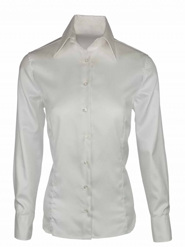 Women's Twill Shirt - White Long Sleeve 