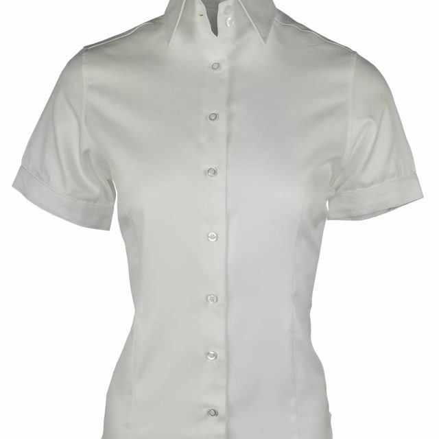 Women's Twill Shirt White Short Sleeve Uniform Edit