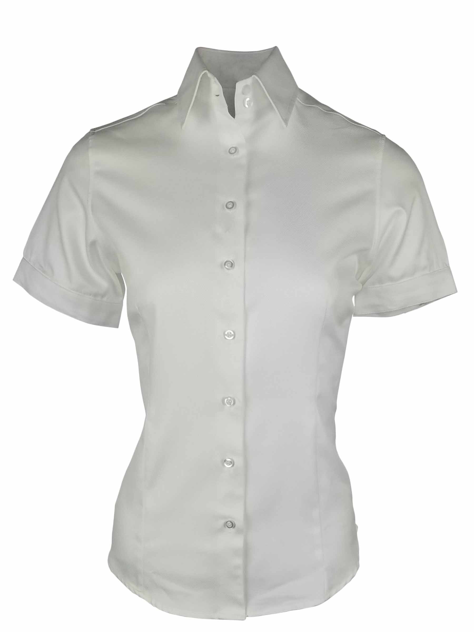 Women's Twill Shirt - White Short Sleeve - Uniform Edit