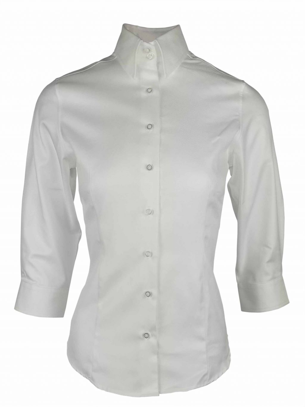 Women's Twill Shirt White Three Quarter Sleeve Uniform Edit