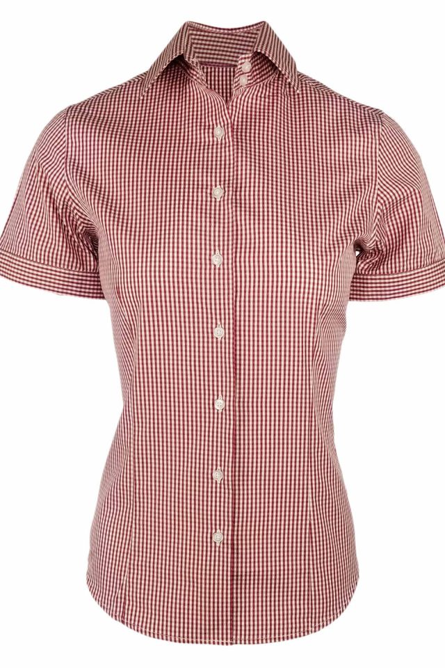 Women's Venice Check Shirt - Red White Check Short Sleeve - Uniform Edit