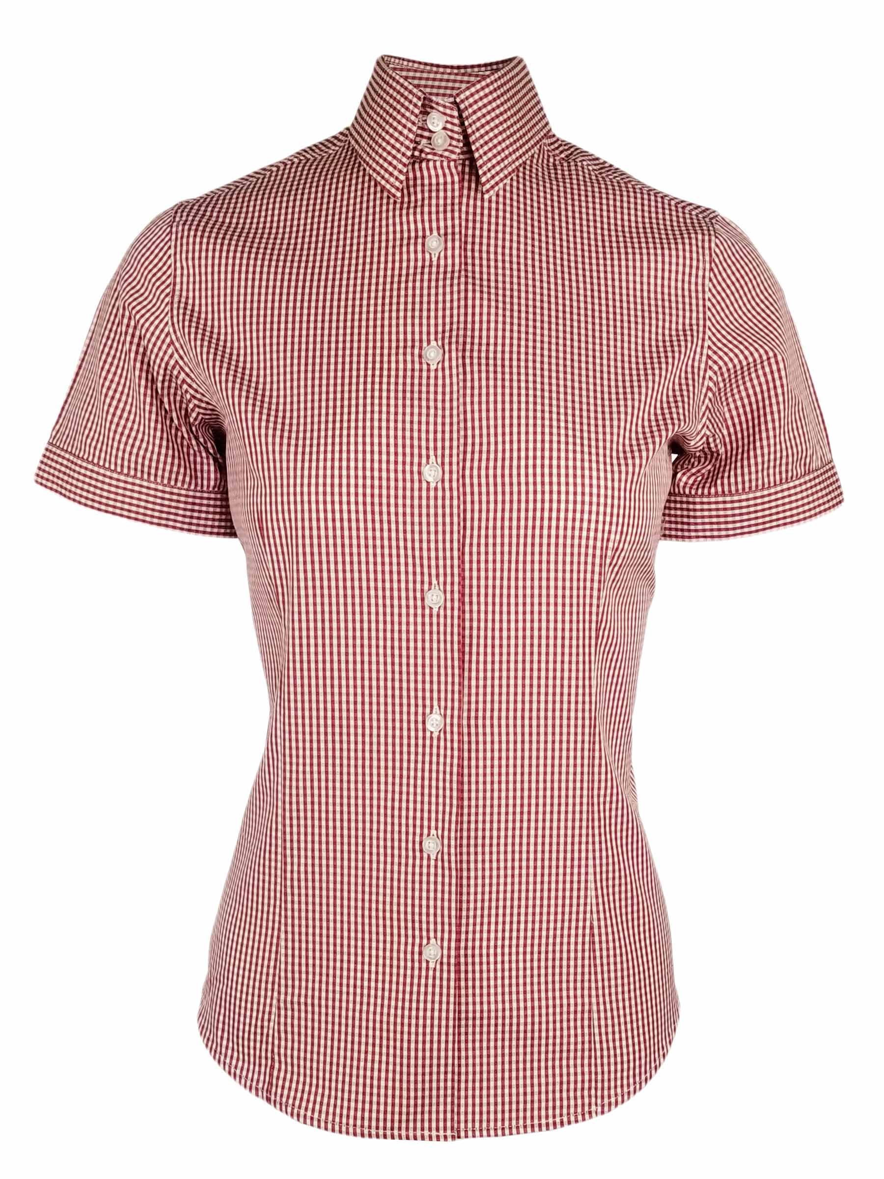 Women's Venice Check Shirt - Red White Check Short Sleeve - Uniform Edit