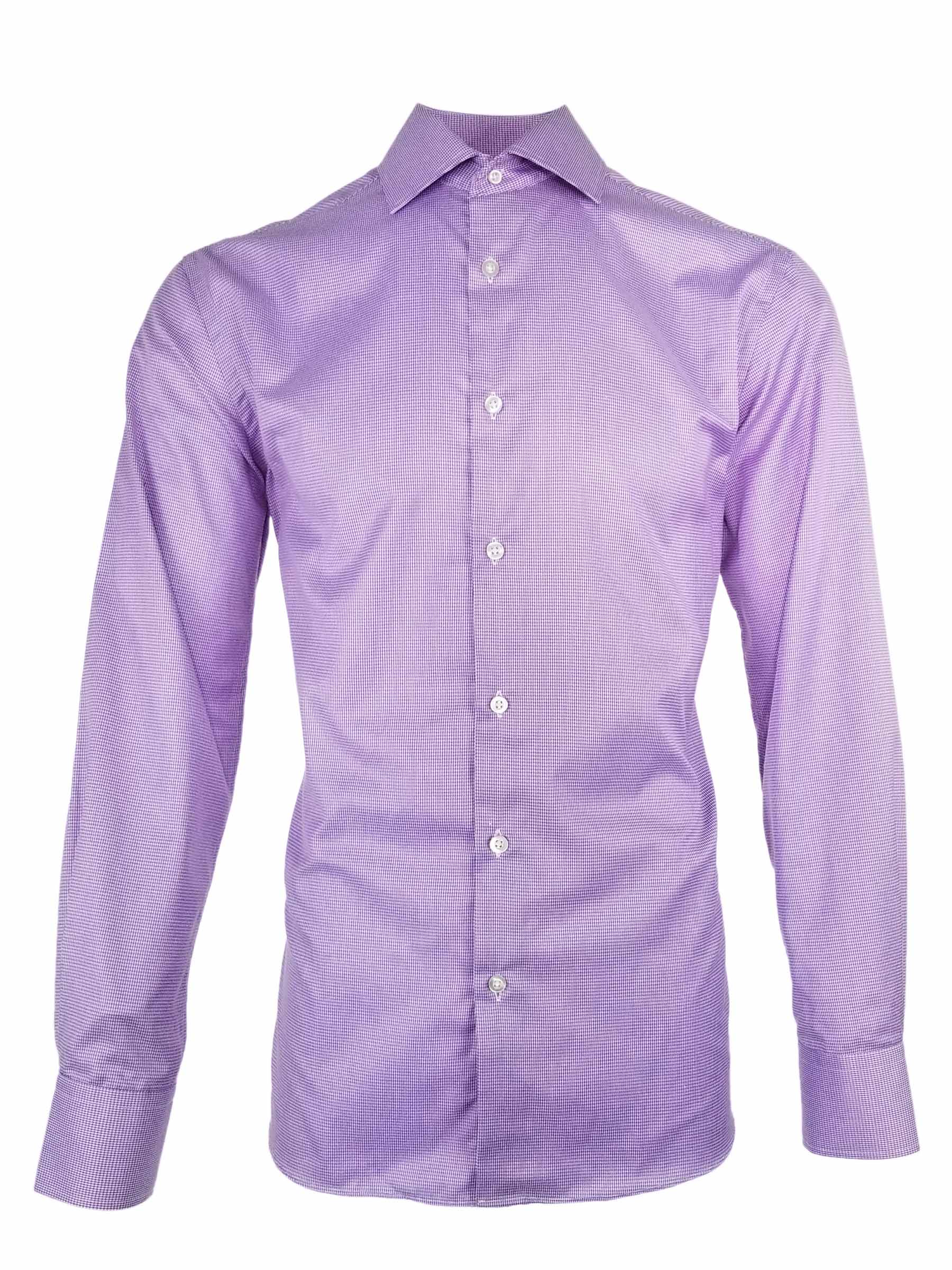 Men's Wilson Shirt - Purple Houndstooth Long Sleeve - Uniform Edit