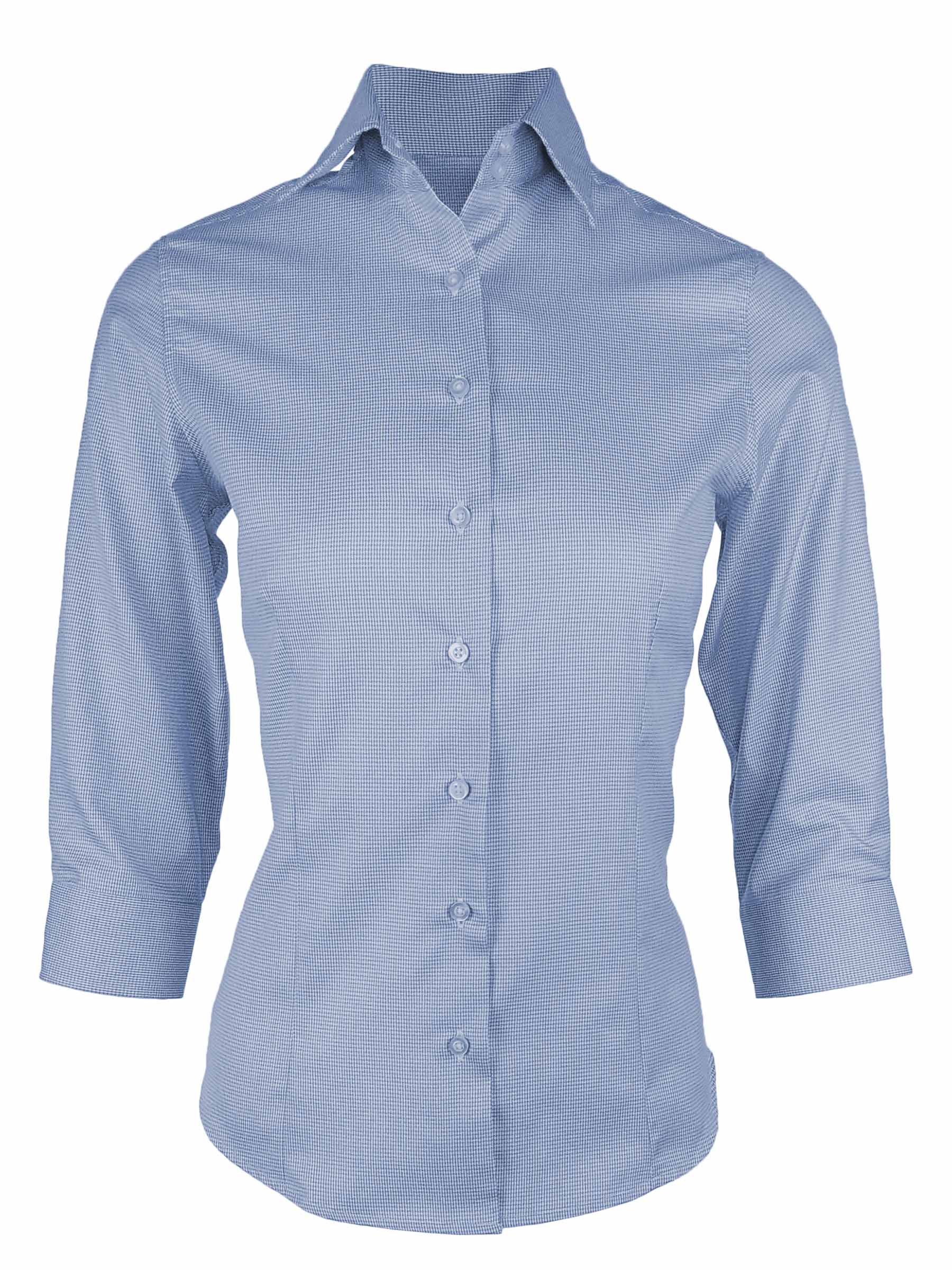 Women's Wilson Shirt Blue Houndstooth Three Quarter Uniform Edit