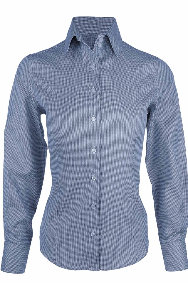 Women's Wilson Shirt Navy Houndstooth Long Sleeve Uniform Edit