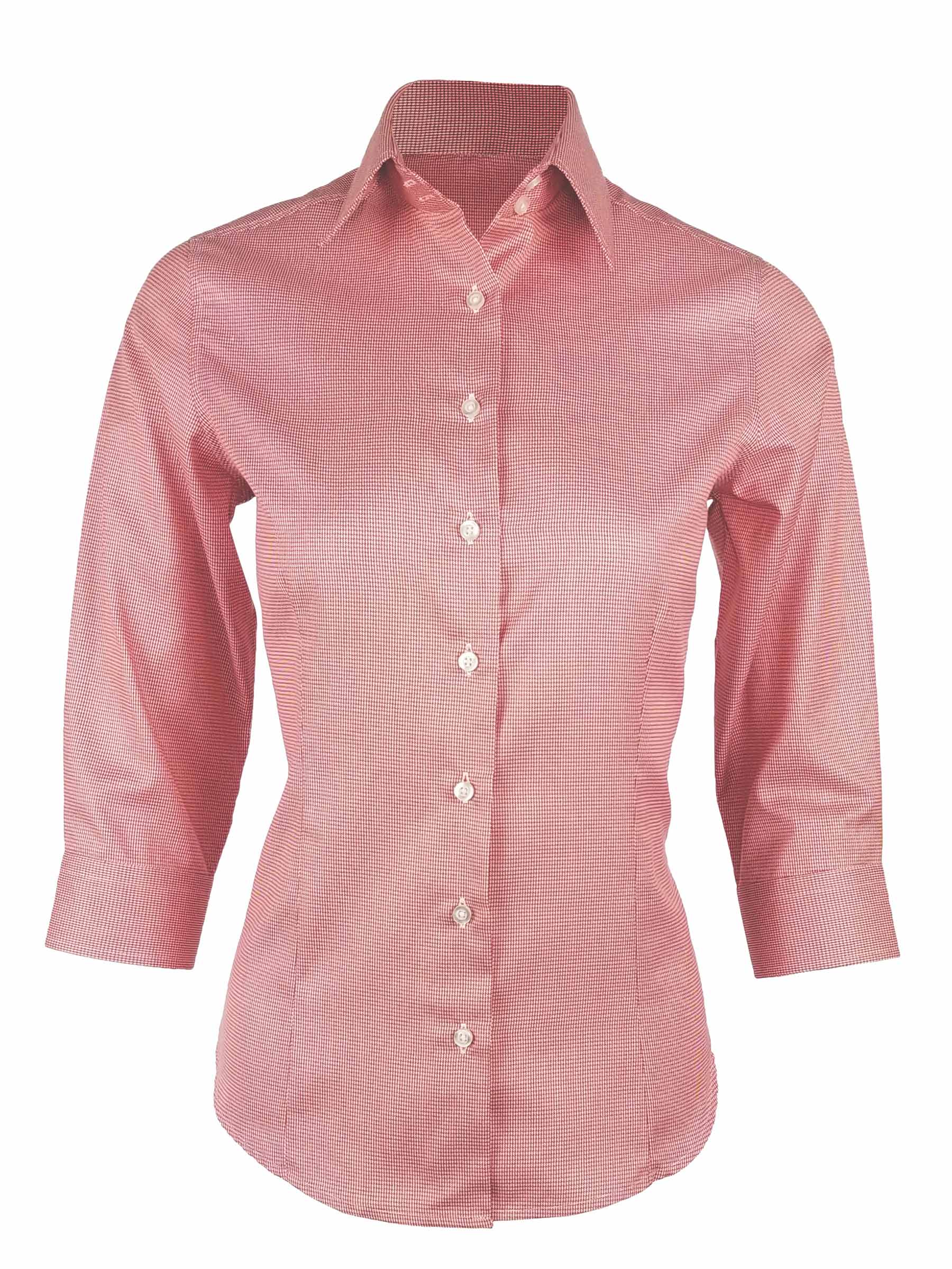 Women's Wilson Shirt Red Houndstooth Three Quarter Uniform Edit