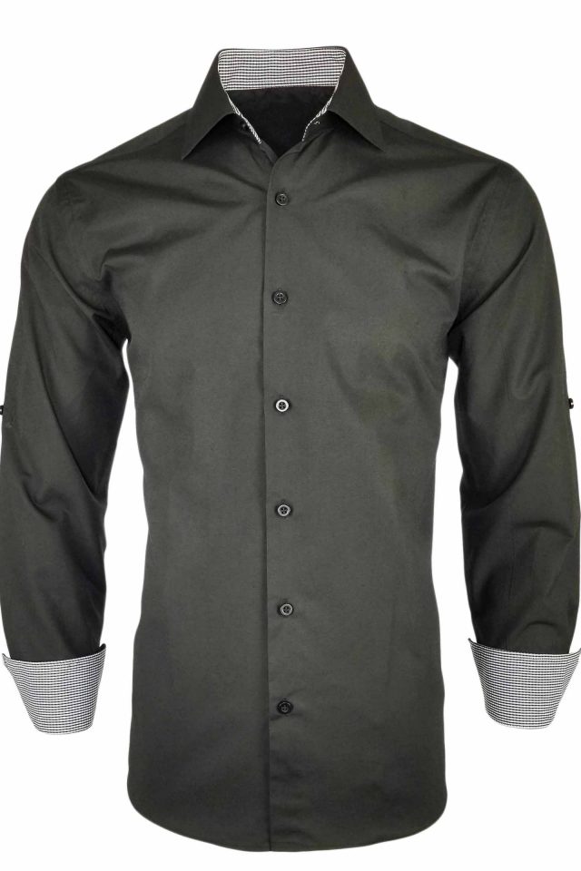 Men's Black Check Contrast - Long Sleeve - Uniform Edit