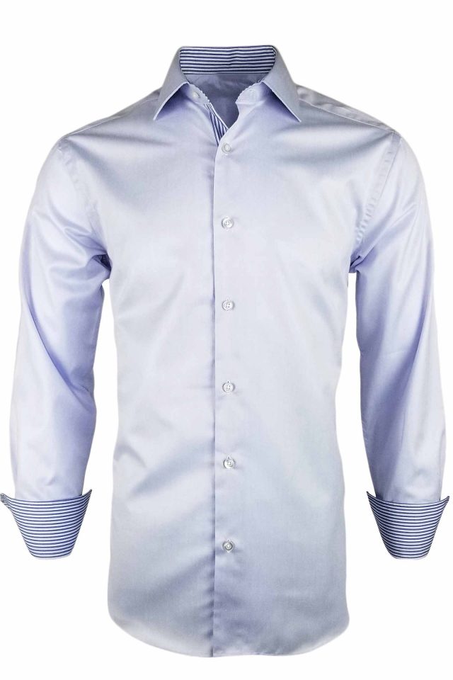 Men's Blue with Navy Stripe Contrast Shirt - Long Sleeve - Uniform Edit