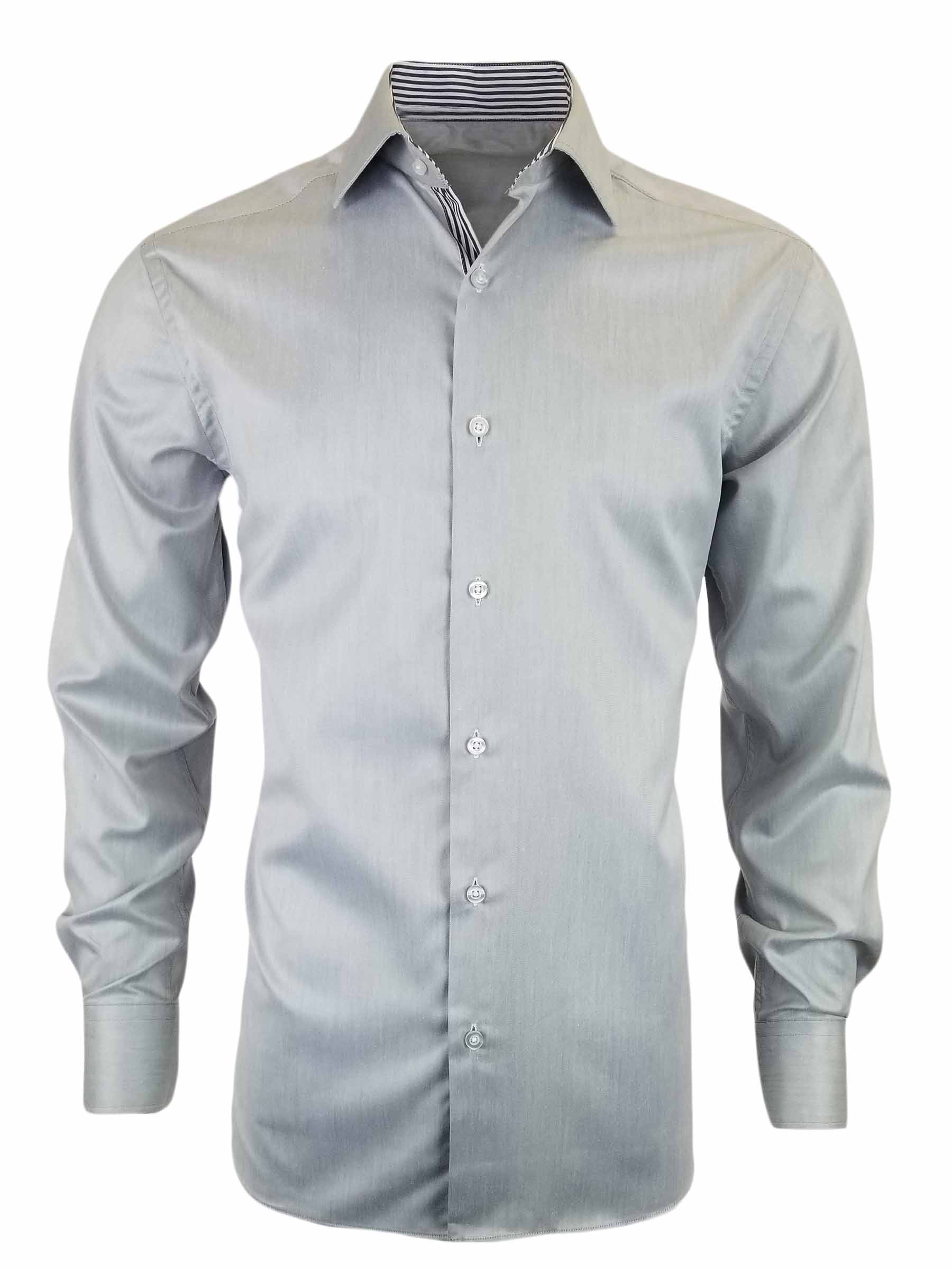 Men's Grey with Black Stripe Contrast Shirt - Long Sleeve - Uniform Edit