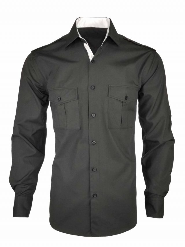 Men's Black and White Contrast Military 