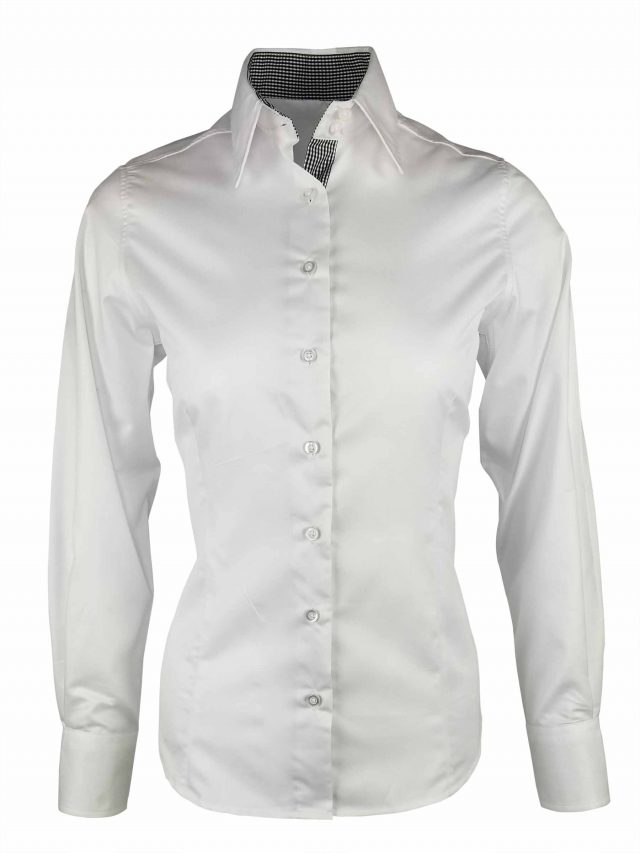 Women's White with Black Check Contrast 