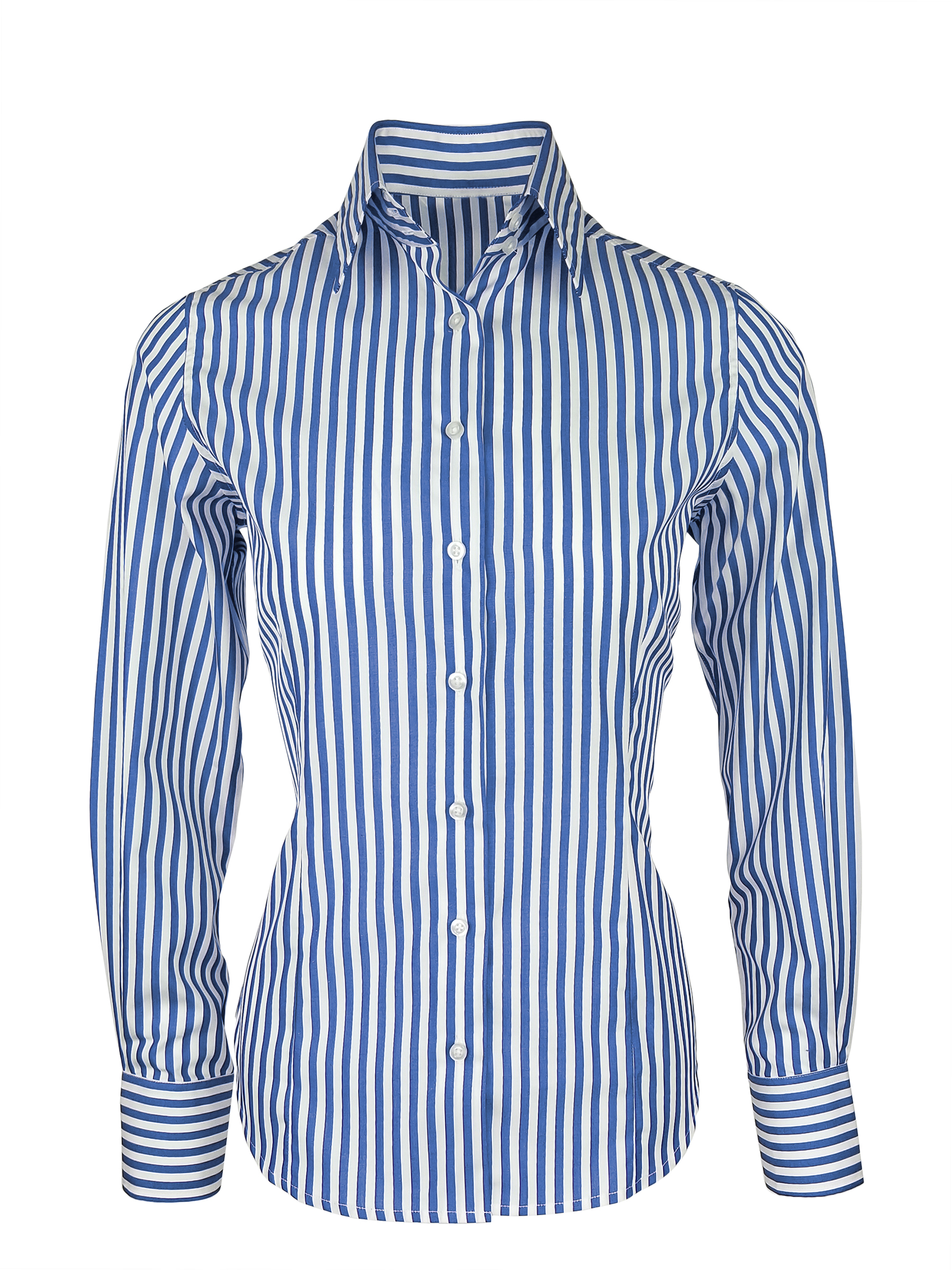 Women's Marine Shirt - Bold Cobalt Stripe Long Sleeve - Uniform Edit