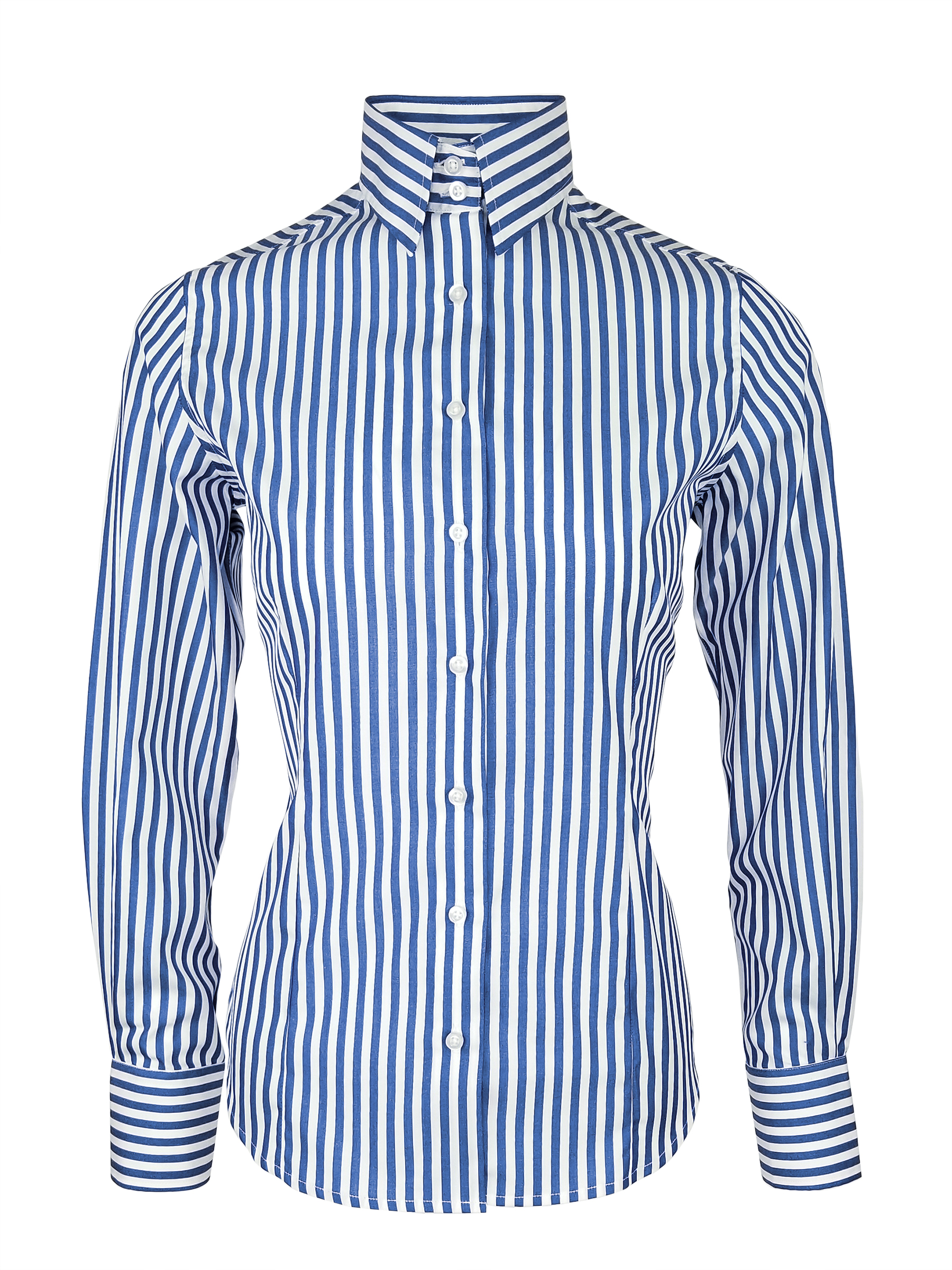 Women's Marine Shirt - Bold Cobalt Stripe Long Sleeve - Uniform Edit