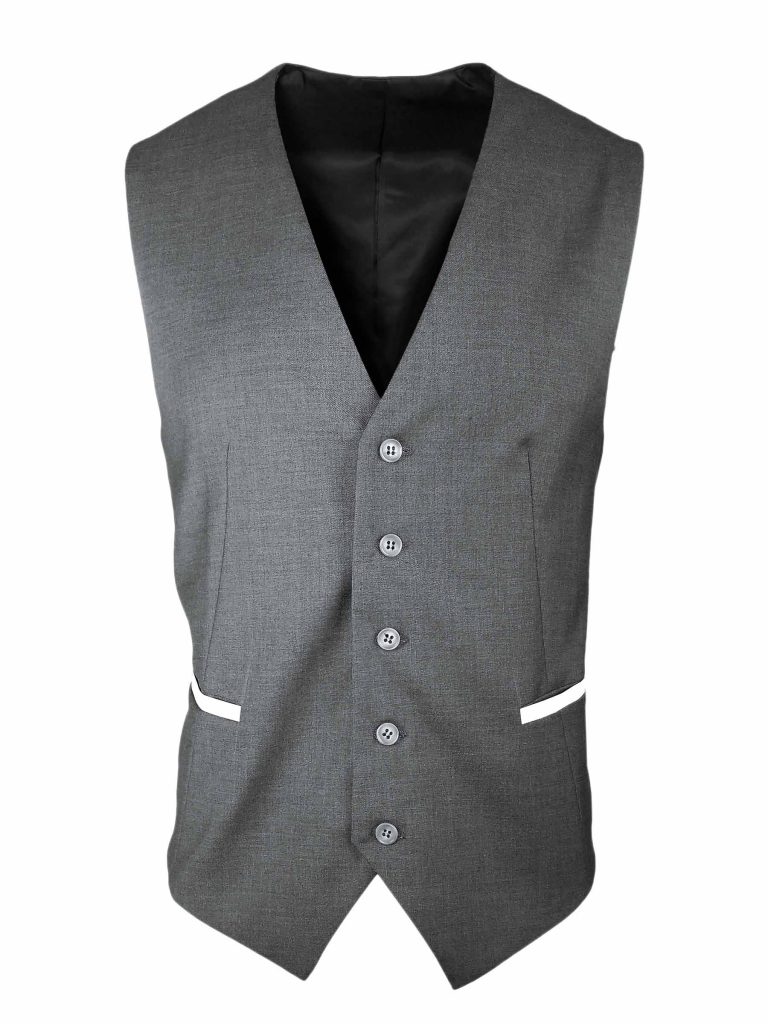 grey vest and pants