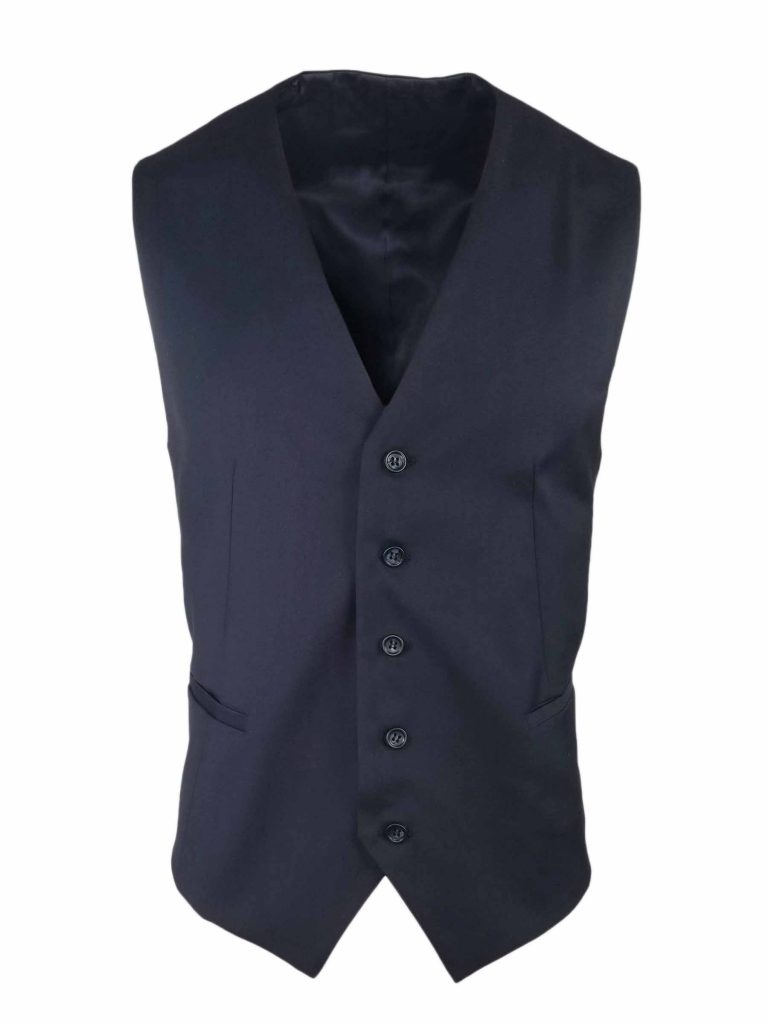 Men's Collared Vest Navy Wool Blend Uniform Edit