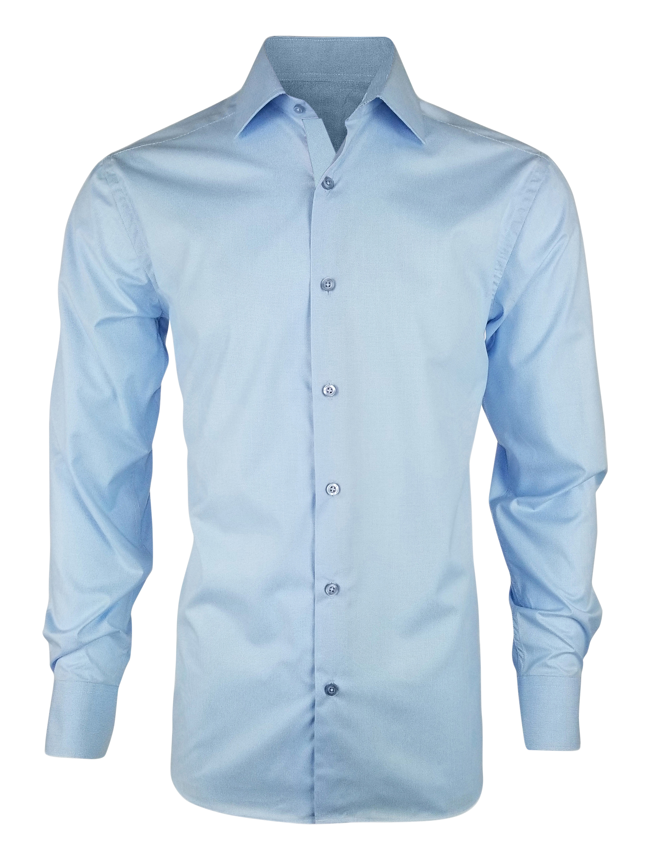 Men's Paris Shirt - Light Blue Micro Check Long Sleeve - Uniform Edit