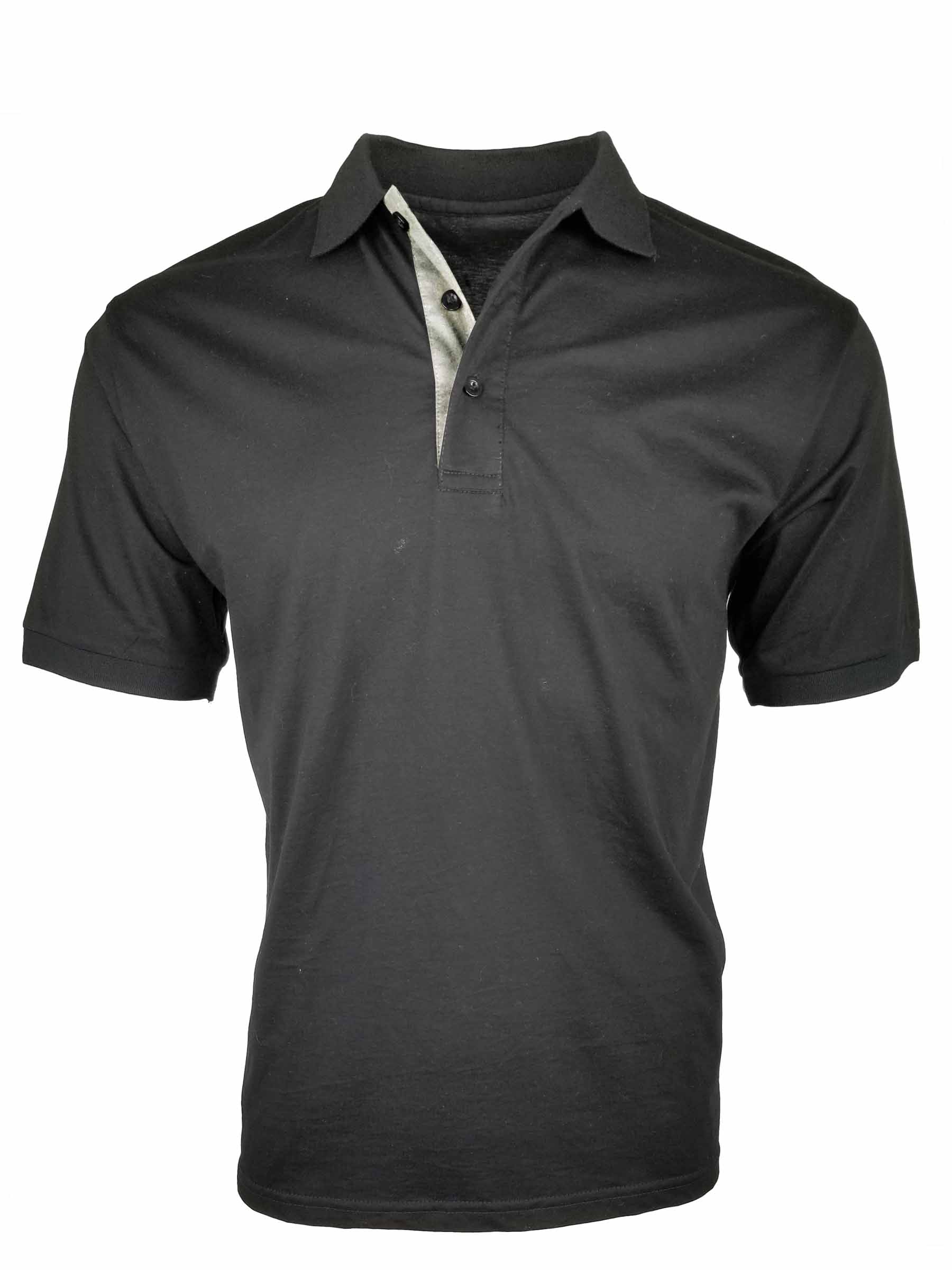 Men's Contrast Mercerized Polo - Black - Uniform Edit