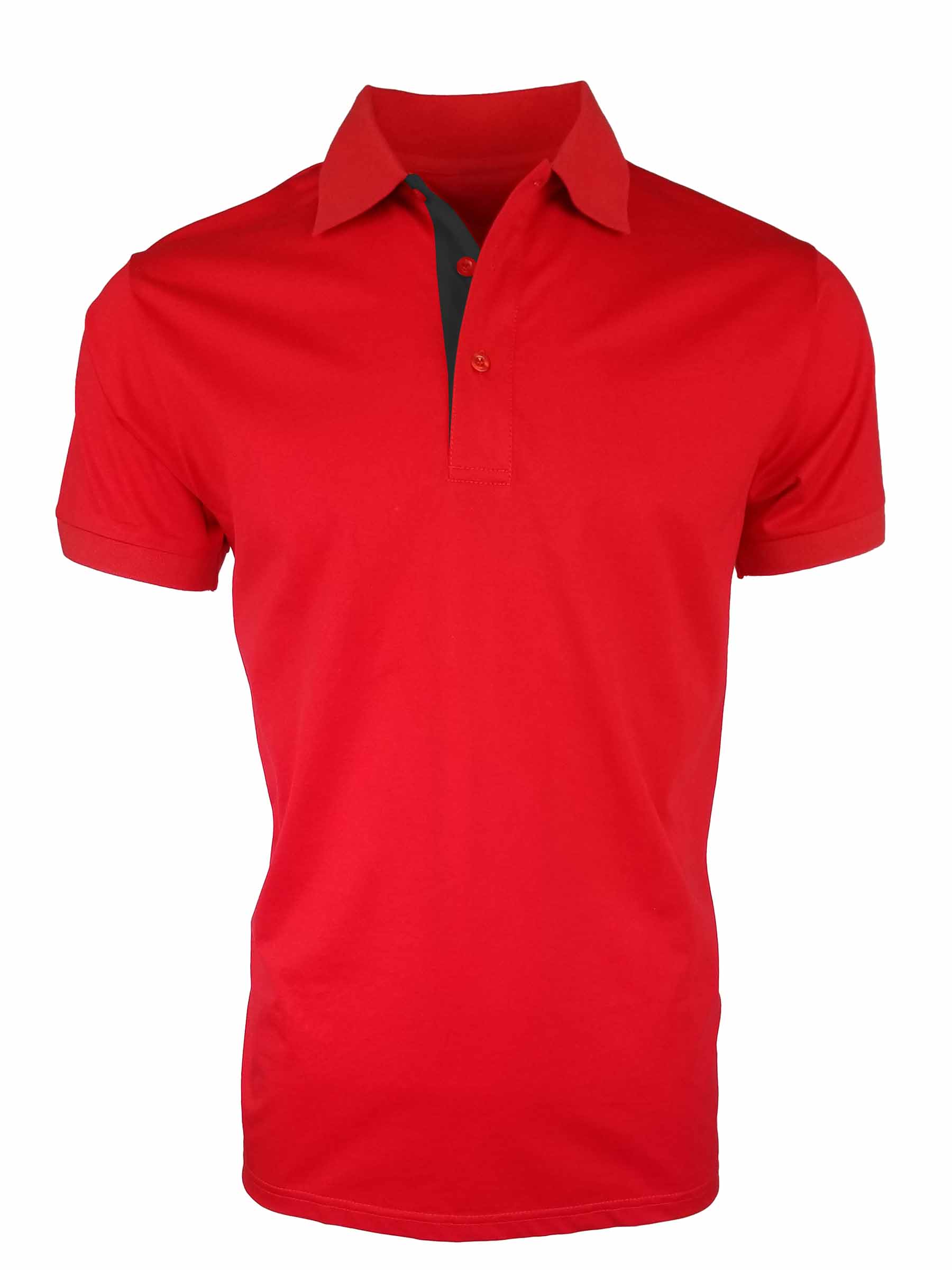 Men's Contrast Mercerized Polo - Red - Uniform Edit