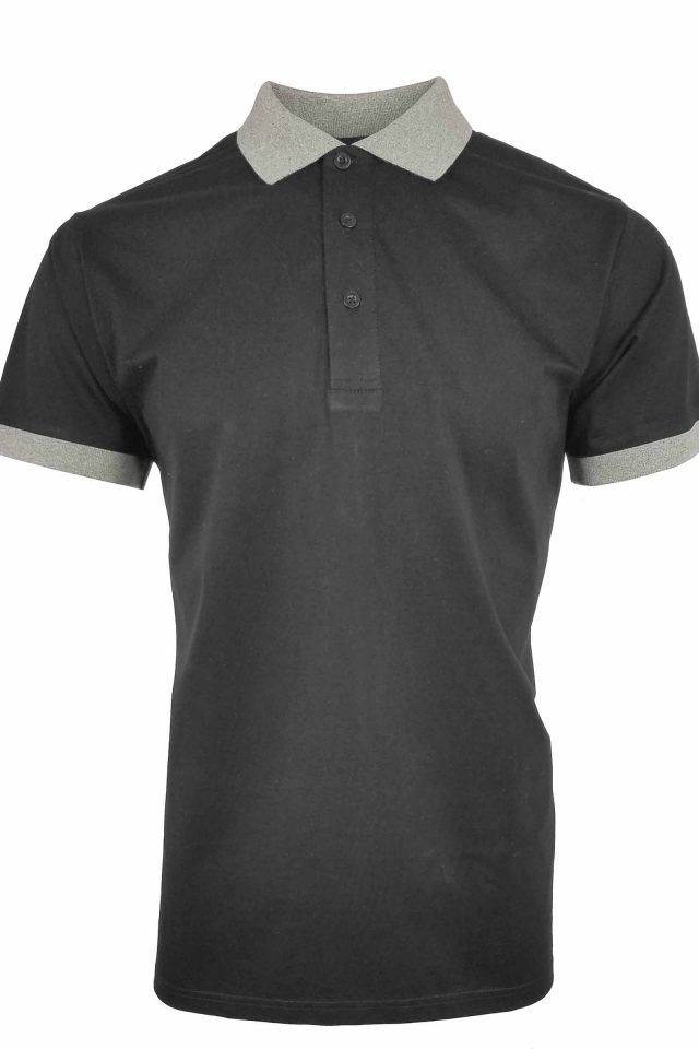 Men's Two Tone Mercerized Polo - Black and Grey - Uniform Edit