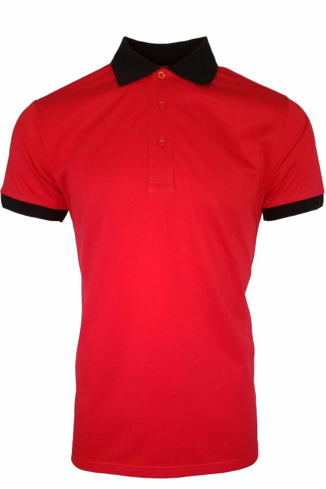 Men's Two Tone Mercerized Polo - Red and Black - Uniform Edit