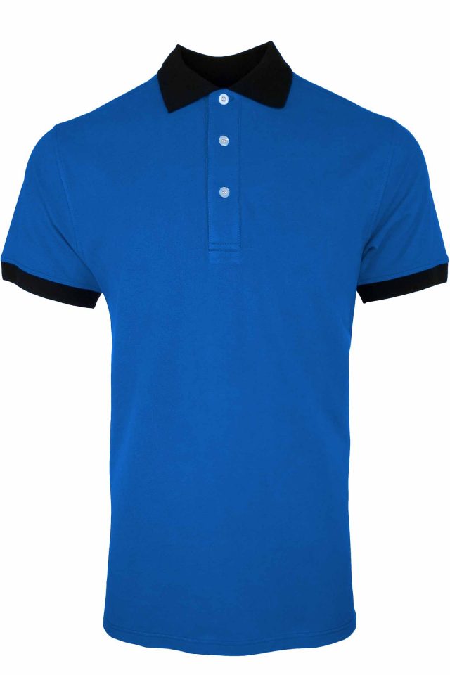 Men's Two Tone Pique Polo - Azzure and Black - Uniform Edit