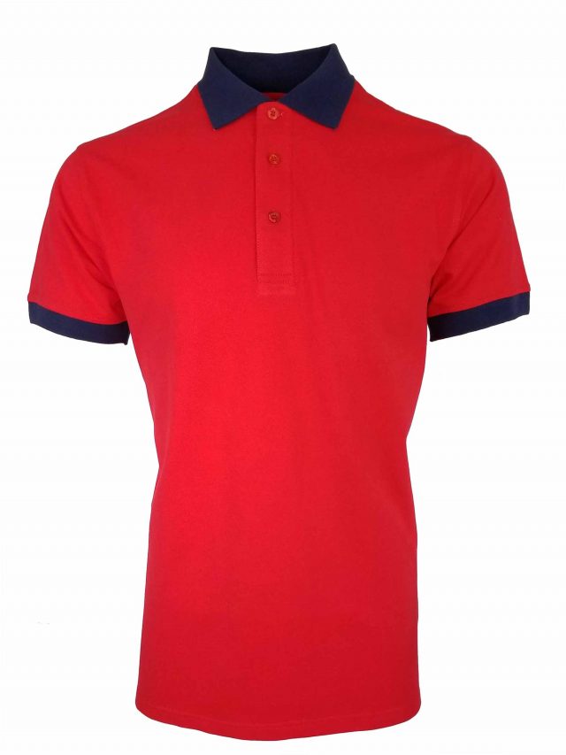 Men's Two Tone Pique Polo - Red and Navy - Uniform Edit