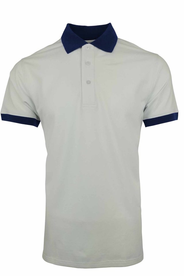 Men's Two Tone Pique Polo - White and Navy - Uniform Edit