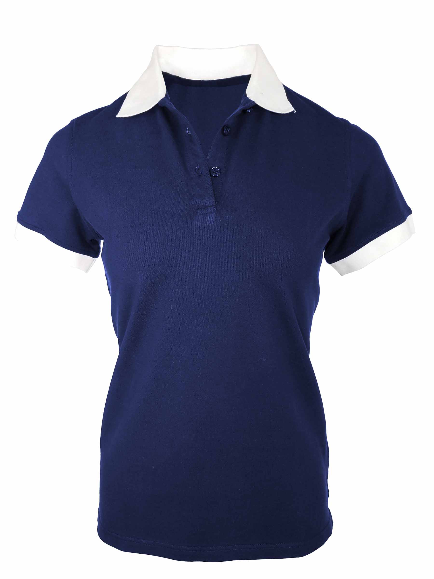 blue polo shirt white collar