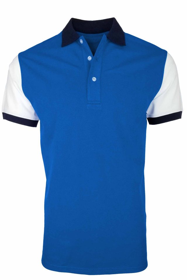 Men's Fusion Pique Polo - Azzure and White